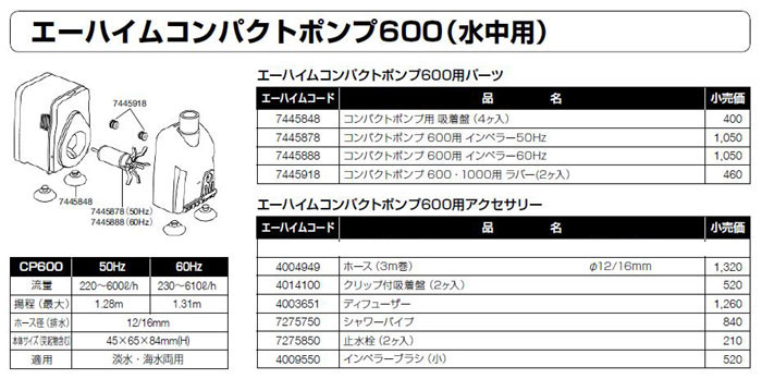 コンパクトポンプ600 分解図