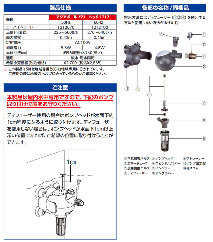 パワーヘッド1212製品仕様