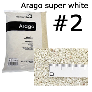 プレミアムサンドアラゴ super white #2 4Kgの粒の形状