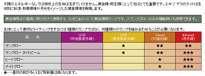 爬虫類用照明の比較