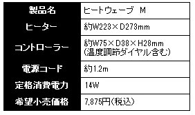 ヒートウェーブM 仕様