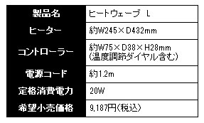 ヒートウェーブL 仕様