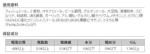 ちびっこメダカ キンギョのエサ 成分表