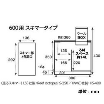 外部フィルターユニット 600用スキマータイプサイズ