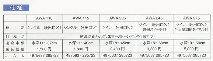 エアーポンプ AWA アワ仕様