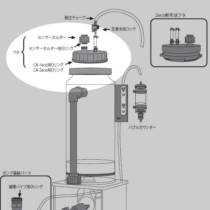 純日本製/国産  ポンプは選択OK!! 内部式 eco H&S　カルシウムリアクター　CA-2 魚用品/水草