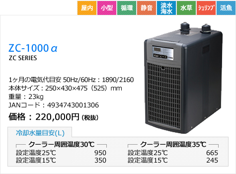 ゼンスイ クーラーZC-1000α 【レヨンベールアクア】